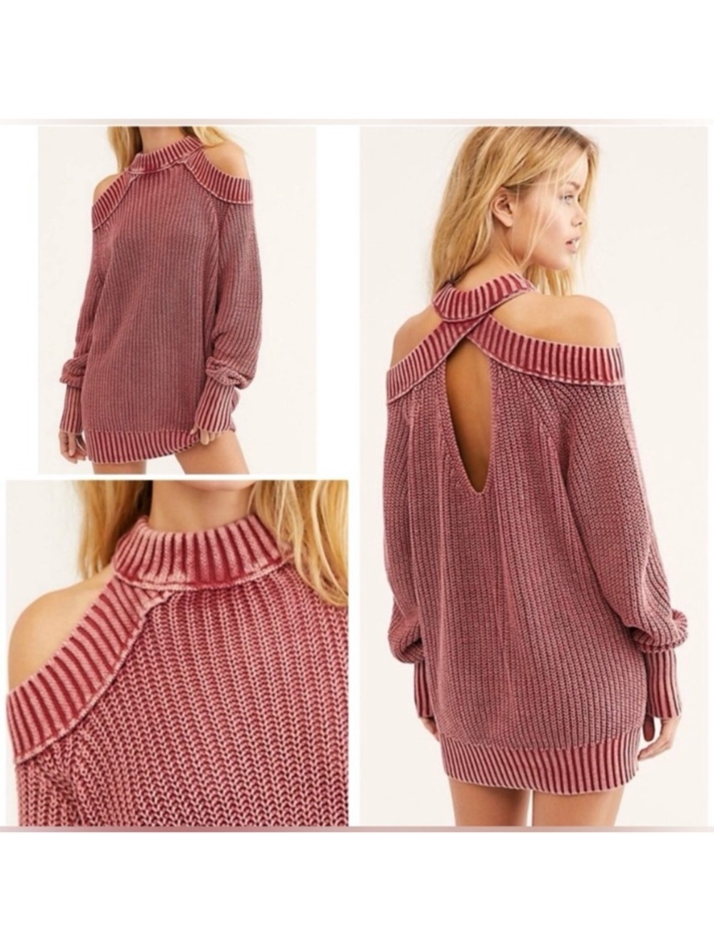 Free People Corazon Half Moon Bay Pullover Sweater Boho Beach Large